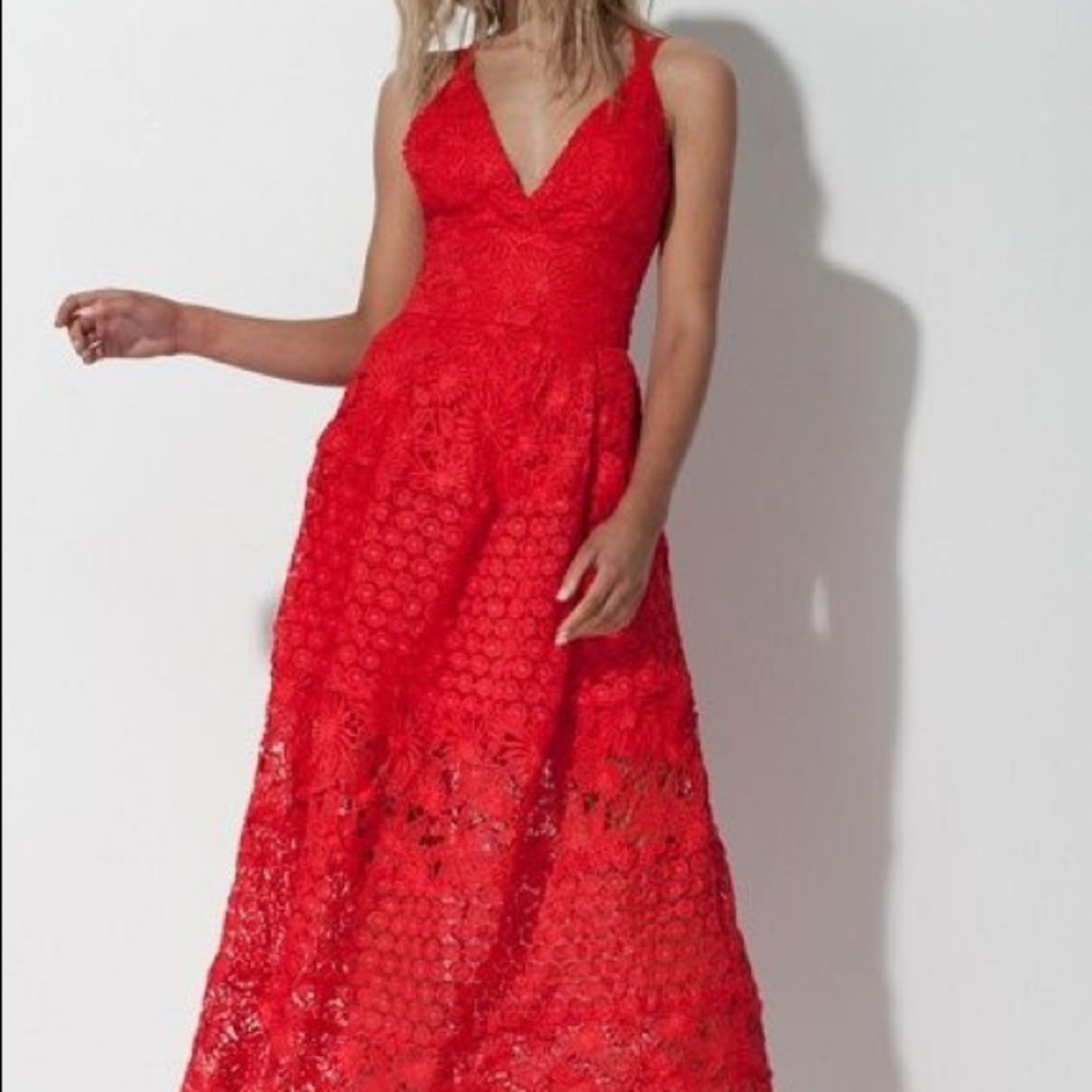 ISO Mossman Spanish Fling Red Lace Dress